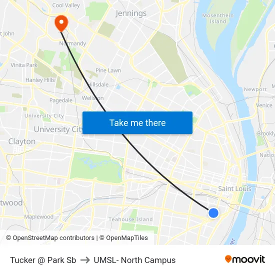 Tucker @ Park Sb to UMSL- North Campus map