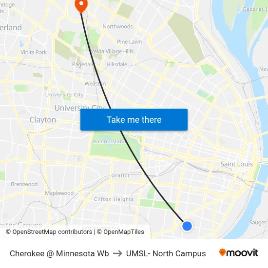 Cherokee @ Minnesota Wb to UMSL- North Campus map