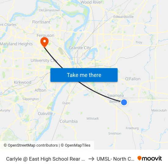 Carlyle @ East High School Rear Entrance Wb to UMSL- North Campus map