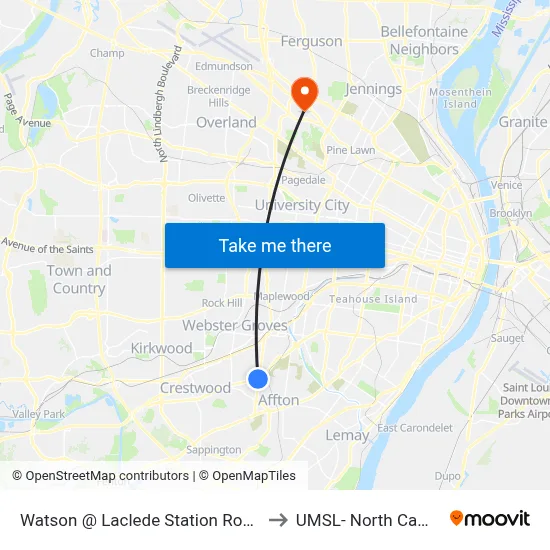 Watson @ Laclede Station Road Wb to UMSL- North Campus map