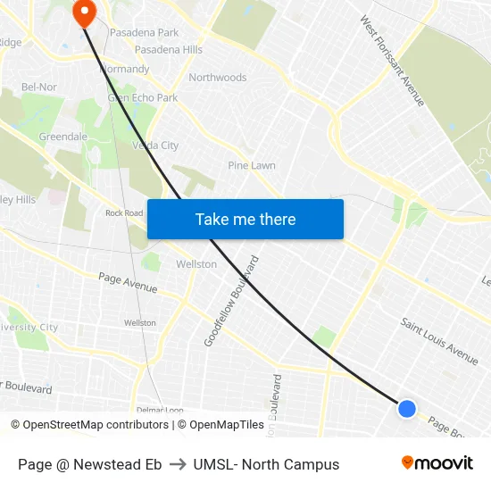 Page @ Newstead Eb to UMSL- North Campus map