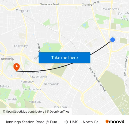 Jennings Station Road @ Duenke Wb to UMSL- North Campus map