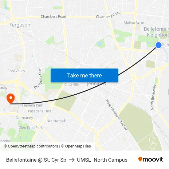 Bellefontaine @ St. Cyr Sb to UMSL- North Campus map
