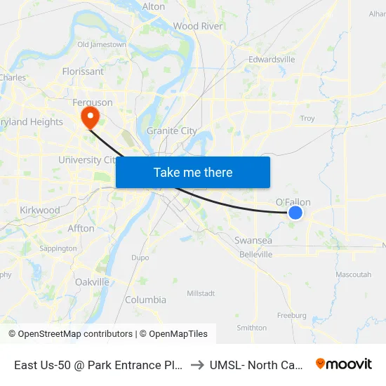 East Us-50 @ Park Entrance Place Eb to UMSL- North Campus map