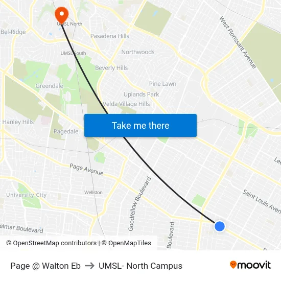 Page @ Walton Eb to UMSL- North Campus map
