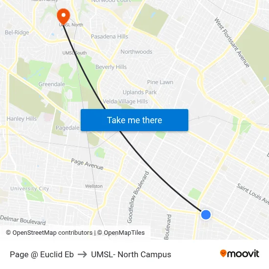 Page @ Euclid Eb to UMSL- North Campus map