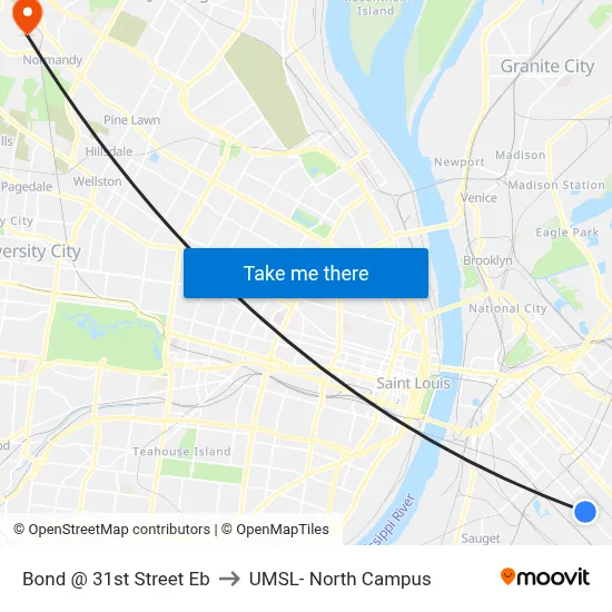 Bond @ 31st Street Eb to UMSL- North Campus map