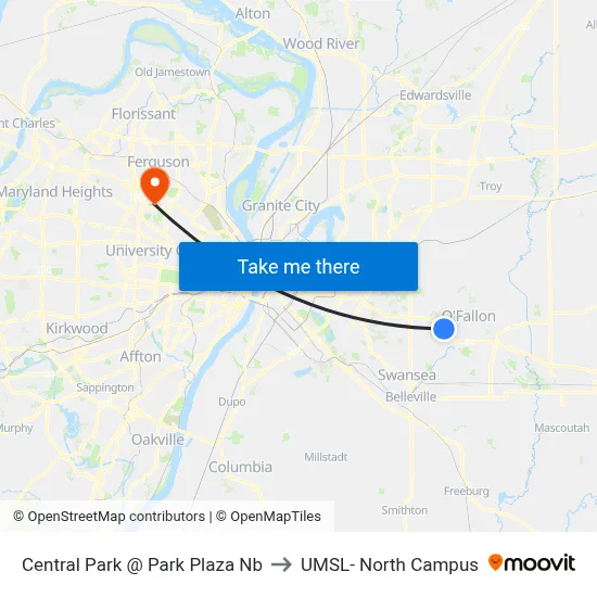 Central Park @ Park Plaza Nb to UMSL- North Campus map