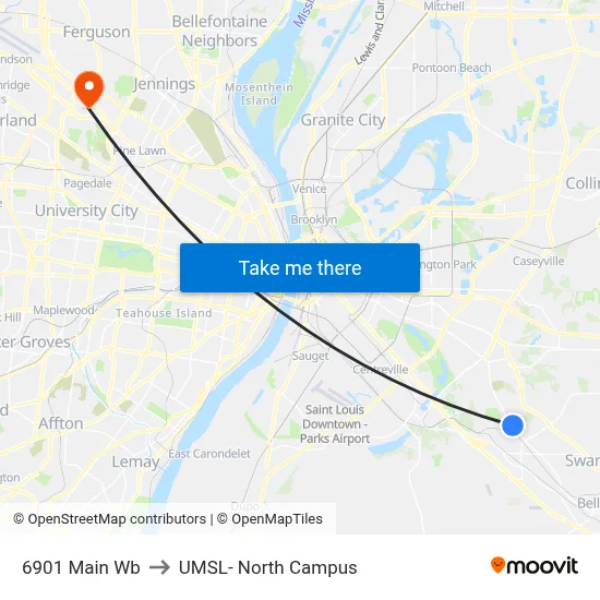 6901 Main Wb to UMSL- North Campus map