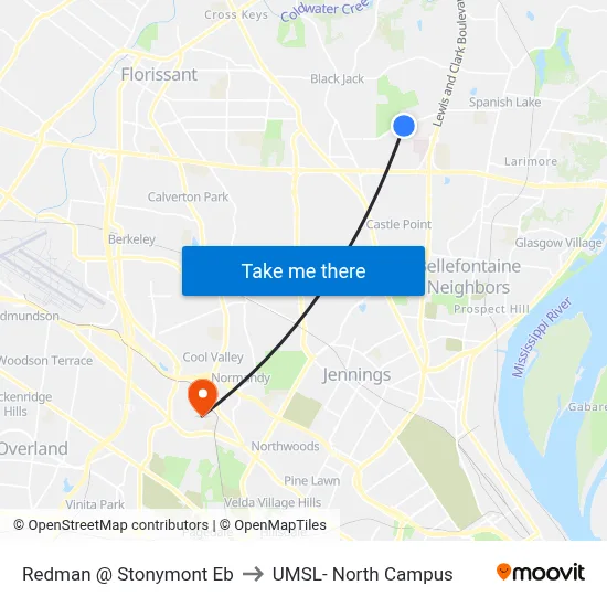 Redman @ Stonymont Eb to UMSL- North Campus map