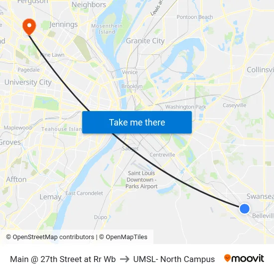Main @ 27th Street at Rr Wb to UMSL- North Campus map