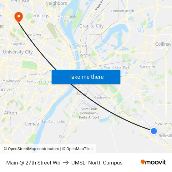Main @ 27th Street Wb to UMSL- North Campus map