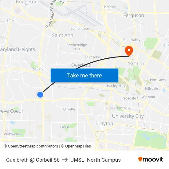 Guelbreth @ Corbeil Sb to UMSL- North Campus map