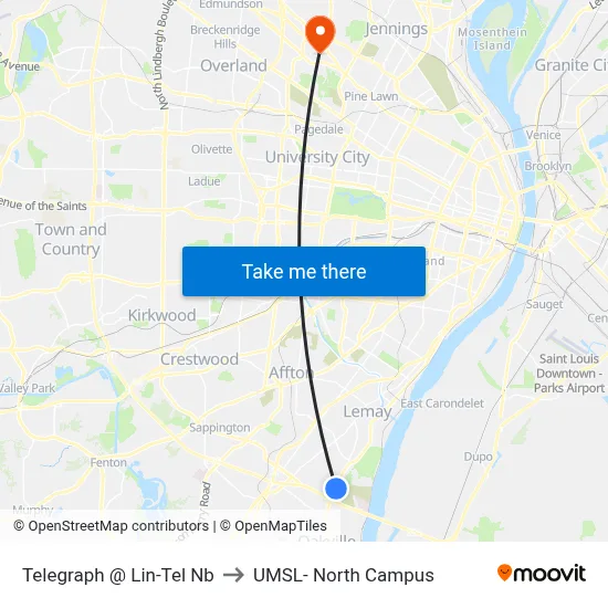 Telegraph @ Lin-Tel Nb to UMSL- North Campus map