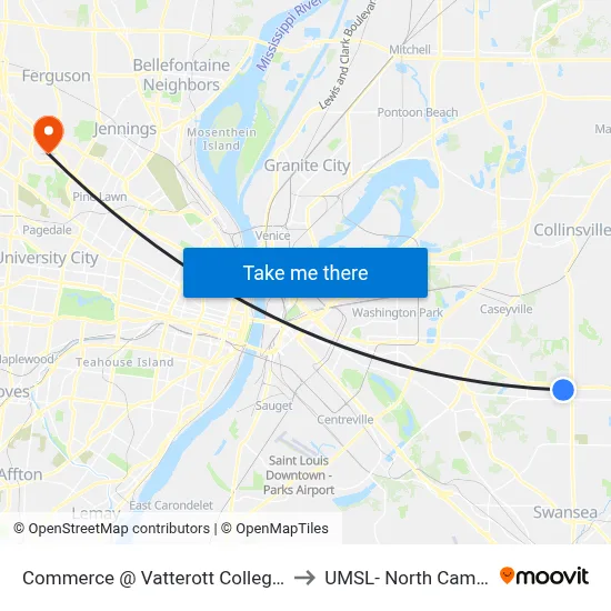 Commerce @ Vatterott College Nb to UMSL- North Campus map