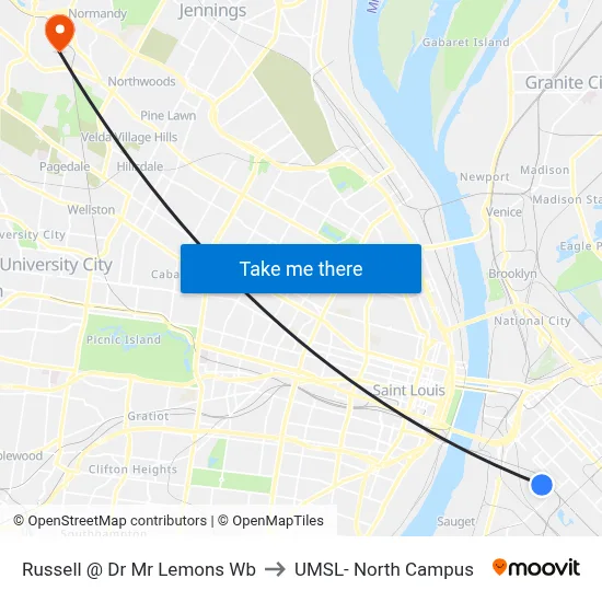 Russell @ Dr Mr Lemons Wb to UMSL- North Campus map