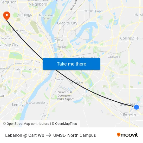 Lebanon @ Cart Wb to UMSL- North Campus map