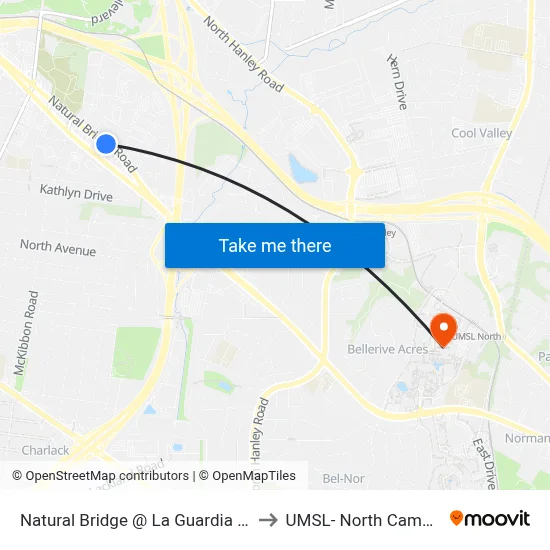 Natural Bridge @ La Guardia Wb to UMSL- North Campus map