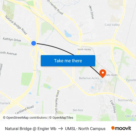 Natural Bridge @ Engler Wb to UMSL- North Campus map