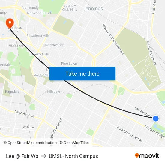 Lee @ Fair Wb to UMSL- North Campus map