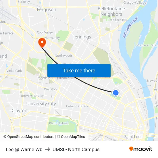 Lee @ Warne Wb to UMSL- North Campus map