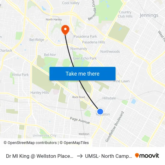 Dr Ml King @ Wellston Place Eb to UMSL- North Campus map