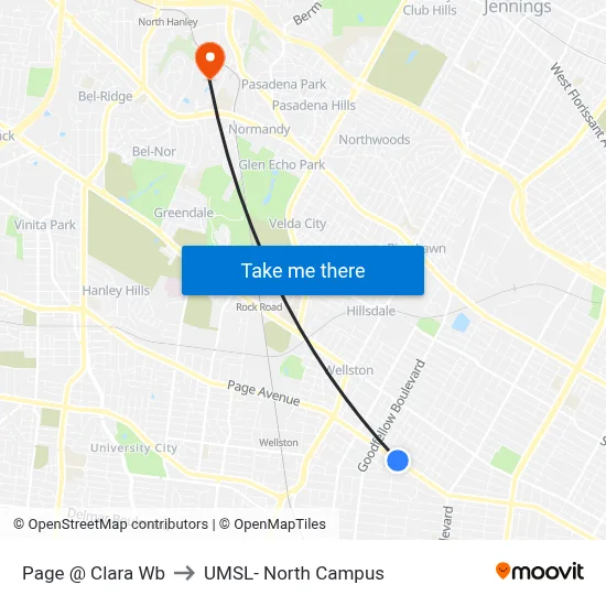 Page @ Clara Wb to UMSL- North Campus map