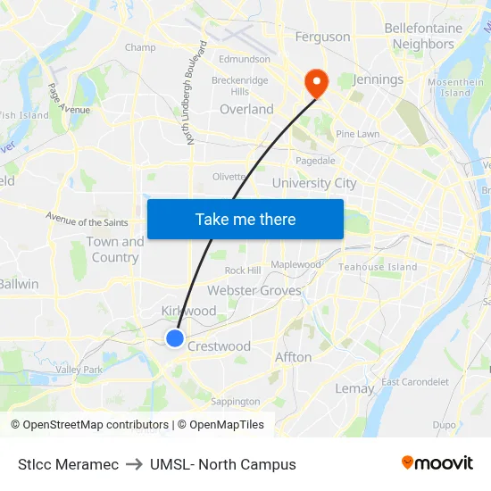 Stlcc Meramec to UMSL- North Campus map