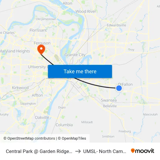 Central Park @ Garden Ridge Nb to UMSL- North Campus map