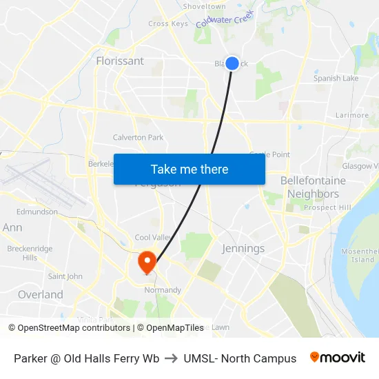 Parker @ Old Halls Ferry Wb to UMSL- North Campus map