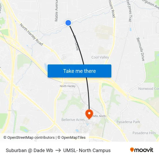 Suburban @ Dade Wb to UMSL- North Campus map