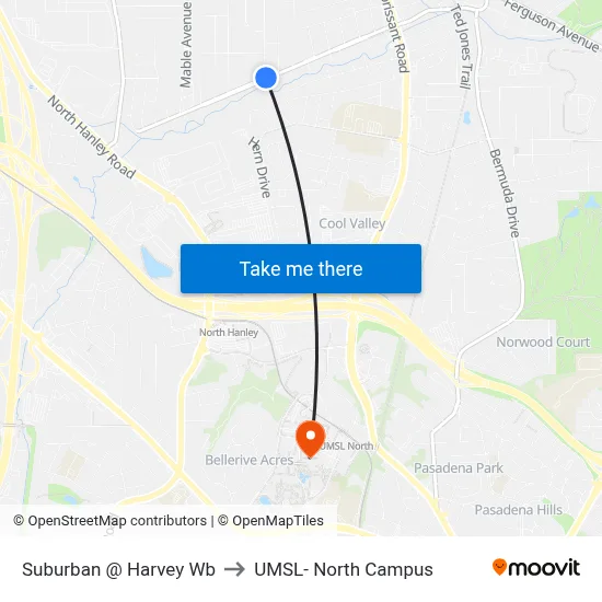 Suburban @ Harvey Wb to UMSL- North Campus map