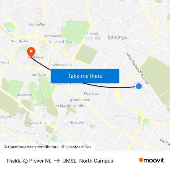 Thekla @ Plover Nb to UMSL- North Campus map