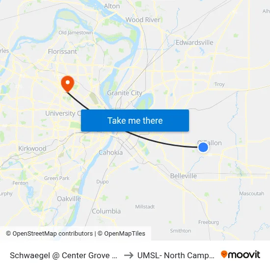 Schwaegel @ Center Grove Sb to UMSL- North Campus map