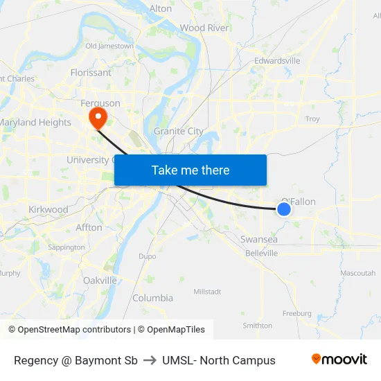 Regency @ Baymont Sb to UMSL- North Campus map