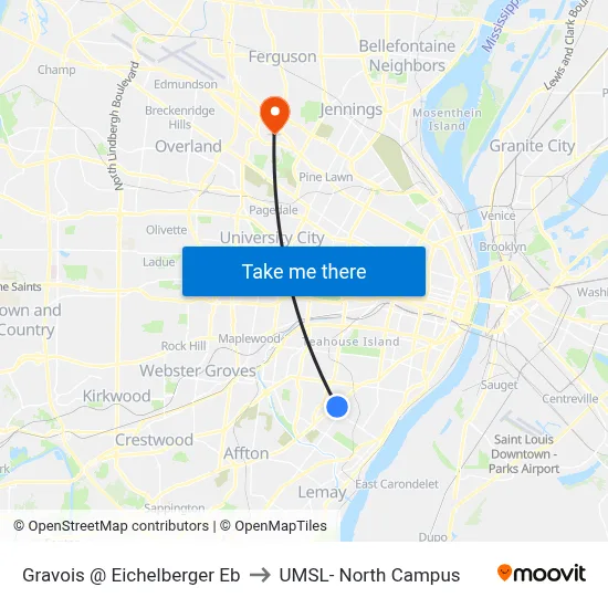 Gravois @ Eichelberger Eb to UMSL- North Campus map