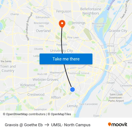 Gravois @ Goethe Eb to UMSL- North Campus map