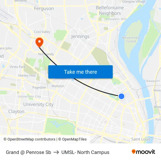 Grand @ Penrose Sb to UMSL- North Campus map
