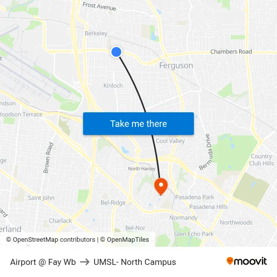 Airport @ Fay Wb to UMSL- North Campus map