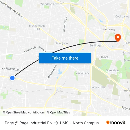 Page @ Page Industrial Eb to UMSL- North Campus map