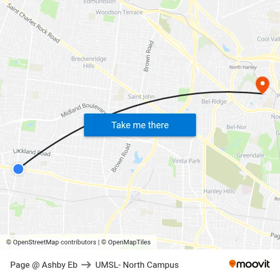 Page @ Ashby Eb to UMSL- North Campus map