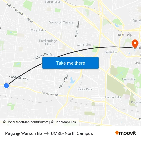 Page @ Warson Eb to UMSL- North Campus map