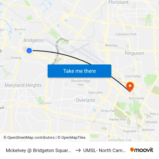 Mckelvey @ Bridgeton Square Eb to UMSL- North Campus map