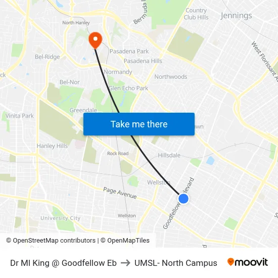 Dr Ml King @ Goodfellow Eb to UMSL- North Campus map