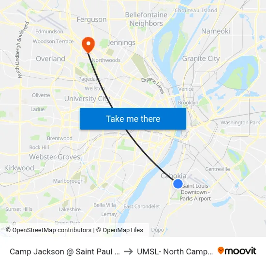 Camp Jackson @ Saint Paul Eb to UMSL- North Campus map