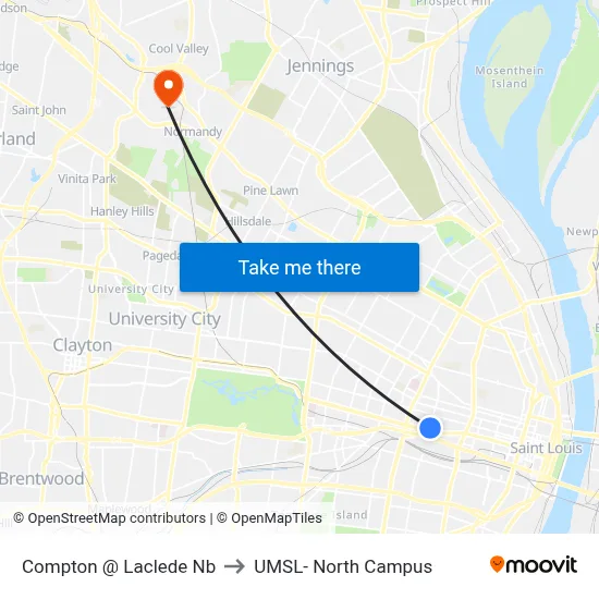 Compton @ Laclede Nb to UMSL- North Campus map