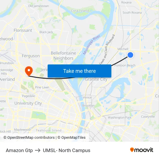 Amazon Gtp to UMSL- North Campus map