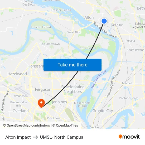 Alton Impact to UMSL- North Campus map