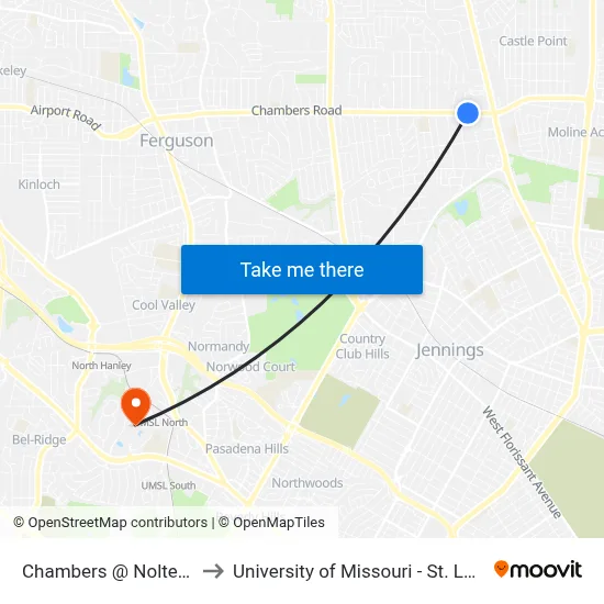Chambers @ Nolte Eb to University of Missouri - St. Louis map