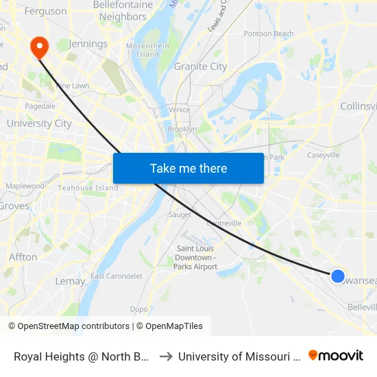 Royal Heights @ North Belt West Nb to University of Missouri - St. Louis map
